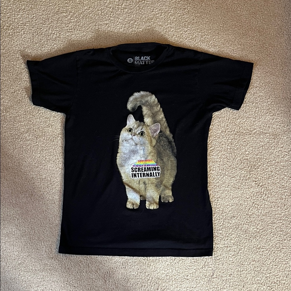 (SOLD) Internally Screaming Meme Cat T-Shirt